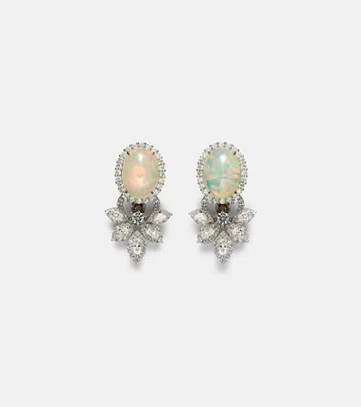 Yeprem Reign Supreme 18kt White Gold Earrings With Opals And Diamonds