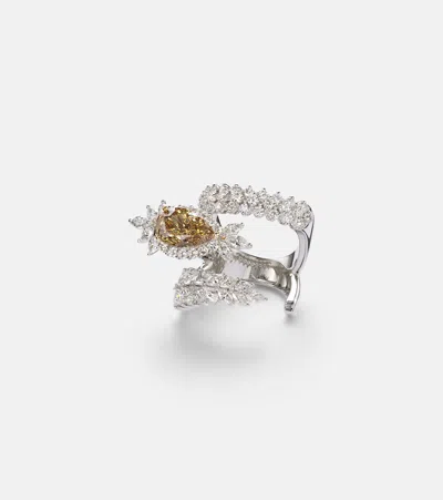 Yeprem Reign Supreme 18kt White Gold Ring With Diamonds In Silver