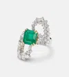 Yeprem Reign Supreme 18kt White Gold Ring With Emerald And Diamonds