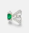 Yeprem Reign Supreme 18kt White Gold Ring With Emerald And Diamonds In Silver