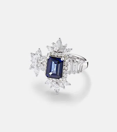 Yeprem Ring Reign Supreme Aus 18kt Weissgold Mit Diamanten Und Saphir In Silber
