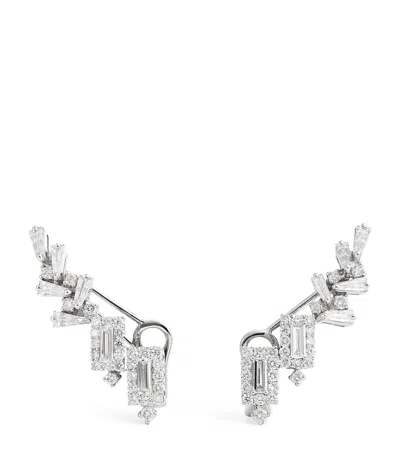 Yeprem White Gold And Diamond Climber Earrings