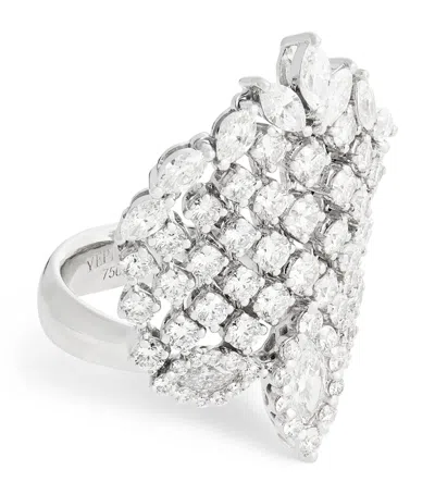 Yeprem White Gold And Diamond Cluster Ring
