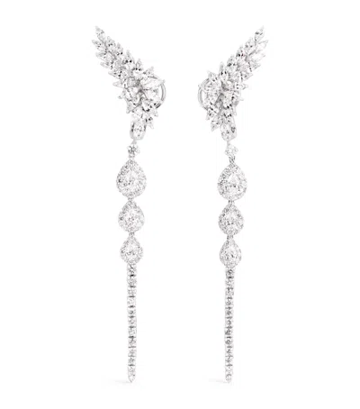 Yeprem White Gold And Diamond Pearlescent Drop Earrings