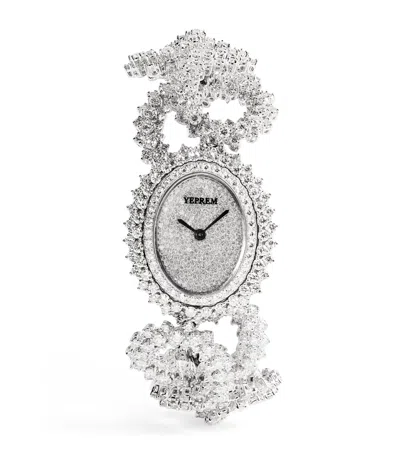 Yeprem White Gold And Diamond Y-memento Watch In Silver