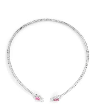 Yeprem White Gold, Diamond And Pink Sapphire Reign Supreme Necklace