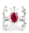Yeprem White Gold, Diamond And Ruby Ring In White