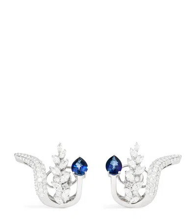 Yeprem White Gold, Diamond And Sapphire Earrings