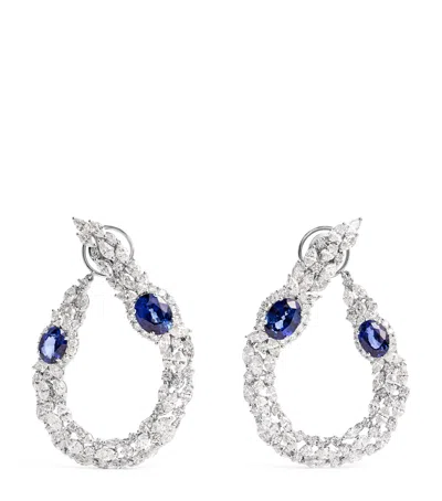 Yeprem White Gold, Diamond And Sapphire Whisper Earrings