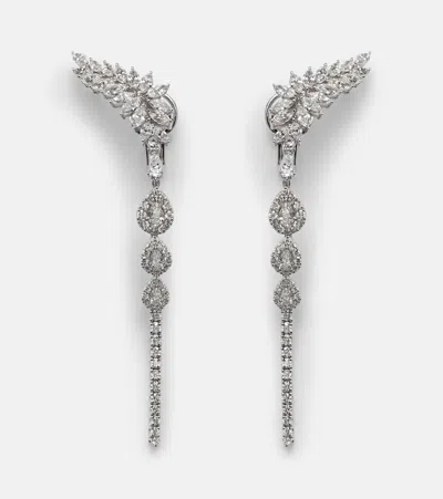 Yeprem Y-couture 18kt White Gold Clip-on Earrings With Diamonds In Silver
