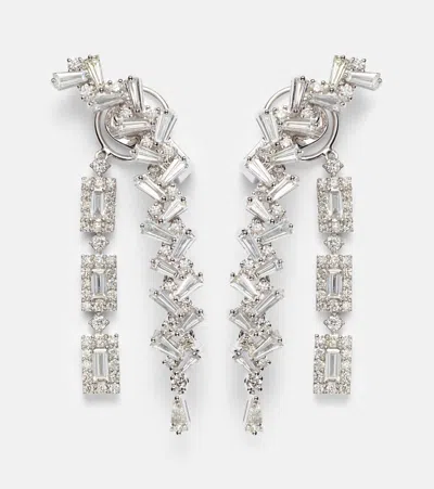 Yeprem Y-couture 18kt White Gold Drop Earrings With Diamonds In Silver