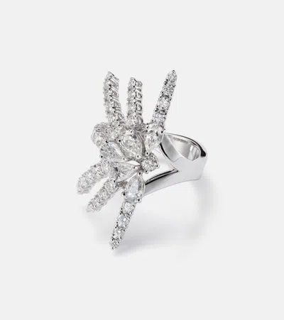 Yeprem Y-not 18kt White Gold Ring With Diamonds In Silver