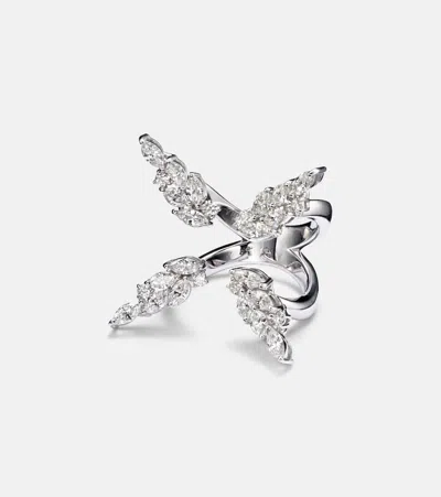 Yeprem Y-not 18kt White Gold Ring With Diamonds In Silver
