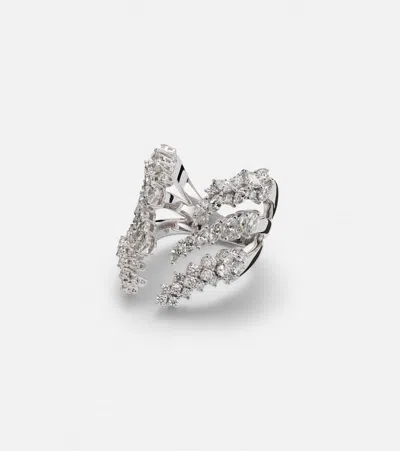 Yeprem Y-not 18kt White Gold Ring With Diamonds In Silver
