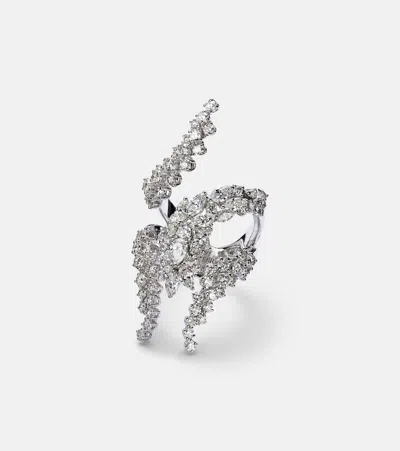 Yeprem Y-not 18kt White Gold Ring With Diamonds In Silver