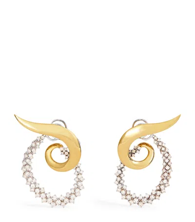 Yeprem Yellow Gold And Diamond Golden Strada Earrings
