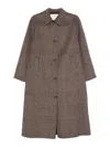 Yerse Plaid Pattern Mid-length Wool Blend Coat In Brown