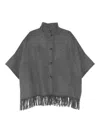 Yerse Glen Grey Wool-blend Coat With Cape Sleeves In Gray