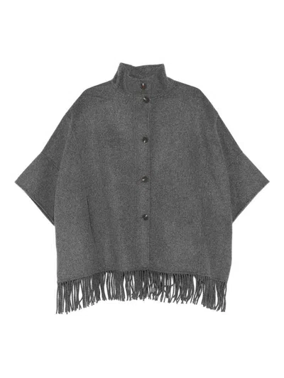 YERSE SONNY CAPE IN GREY WOOL BLEND