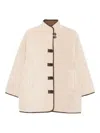 Yerse Boxy Beige Coat With Toggle Button Closures In Multi