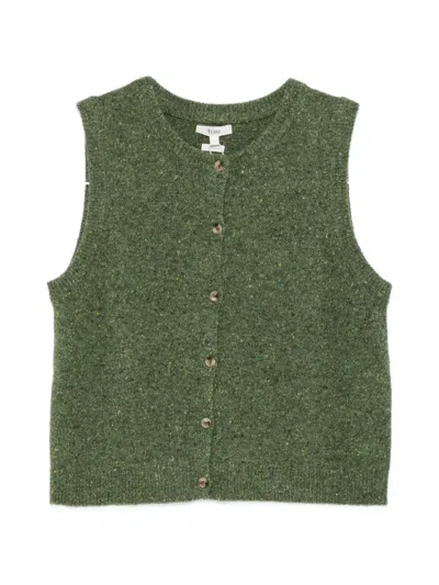 Yerse Button-up Flecked Gilet In Green