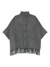 Yerse Glen Grey Wool-blend Coat With Cape Sleeves In Gray