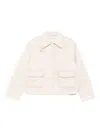 Yerse Cropped Boxy Beige Jacket With Pointed Collar In Multi