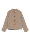 Yerse Cropped Brown Coat With Subtle Pinstripe Pattern In Neutral