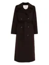 Yerse Double-breasted Long Coat With Belt In Brown