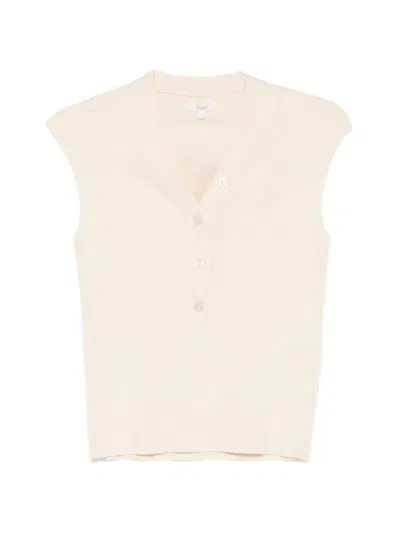 Yerse Ecru Lavander Top With Small Buttons  In Multi