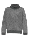 Yerse Textured Chevron Knit Grey Sweater With High Turtleneck In Gray