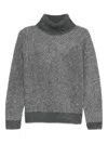 Yerse Textured Chevron Knit Grey Sweater With High Turtleneck In Gray