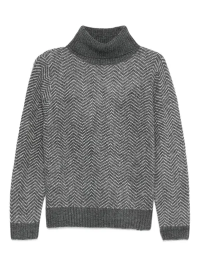 Yerse Espigui Two-tone Grey Turtleneck Sweater