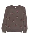 Yerse Floral-embroidered Crew-neck Sweater In Brown