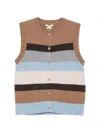 Yerse Striped Button-up Gilet In Brown