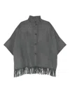 Yerse Glen Grey Wool-blend Coat With Cape Sleeves In Gray