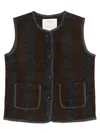 Yerse Graz Brown And Grey Striped Wool Vest  In Brown