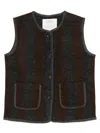 Yerse Graz Striped Wool Vest In Grey And Brown In Gray