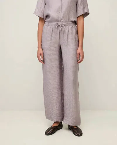 Yerse Greta Flowy Wrinkle Effect Wide Leg Pants In Lavender In Purple