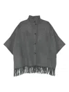 Yerse Glen Grey Wool-blend Coat With Cape Sleeves In Gray