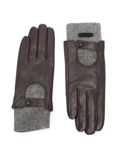 Yerse Layered Panelled Gloves In Brown