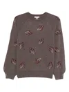 Yerse Floral-embroidered Crew-neck Sweater In Brown