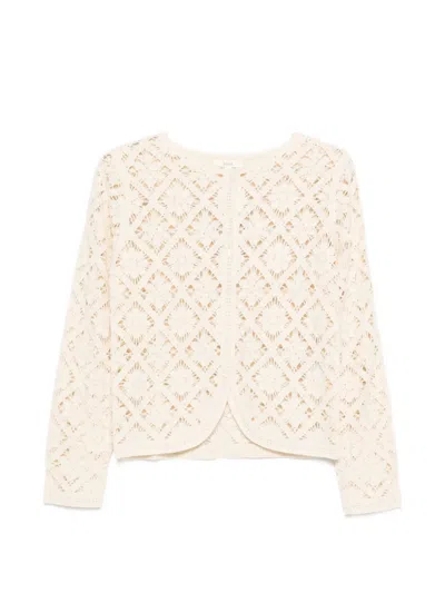 Yerse Openwork Knit Cardigan In Neutral