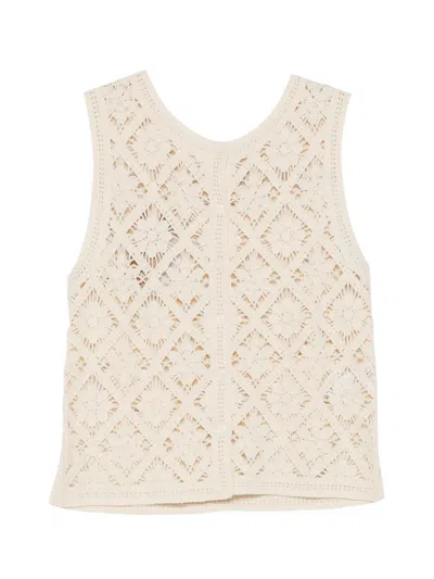 Yerse Openwork Knit Top In Neutral