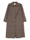 Yerse Plaid Pattern Mid-length Wool Blend Coat In Brown