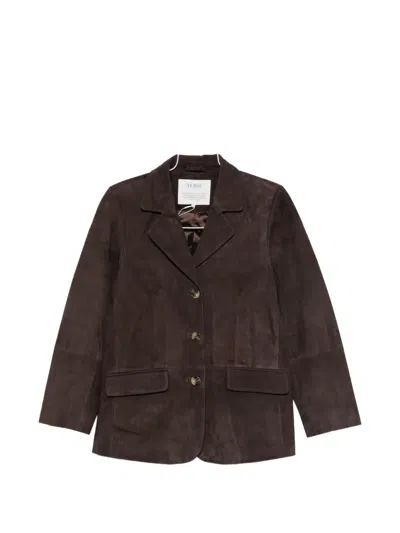 Yerse Suede Leather Jacket In Brown