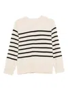 Yerse Striped Round-neck Sweater In White