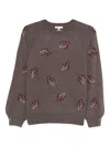 Yerse Floral-embroidered Crew-neck Sweater In Gray