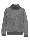 Yerse Textured Chevron Knit Grey Sweater With High Turtleneck In Gray