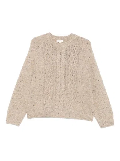 YERSE TEXTURED CABLE KNIT MERINO WOOL BLEND SWEATER